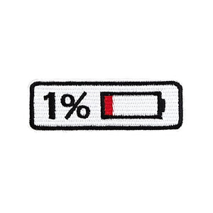 1% Battery Icon Embroidery Patch