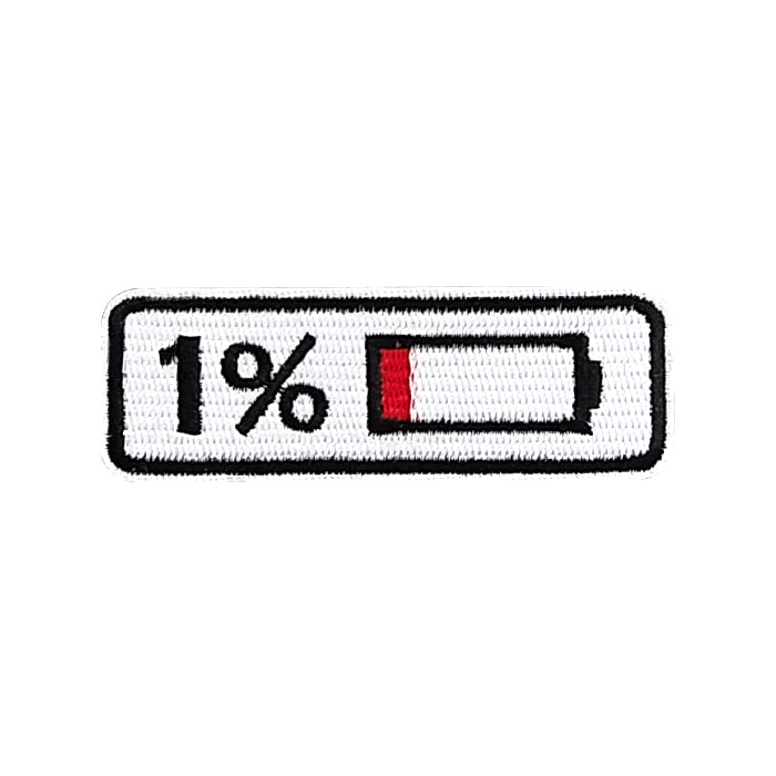 1% Battery Icon  Embroidery Patch