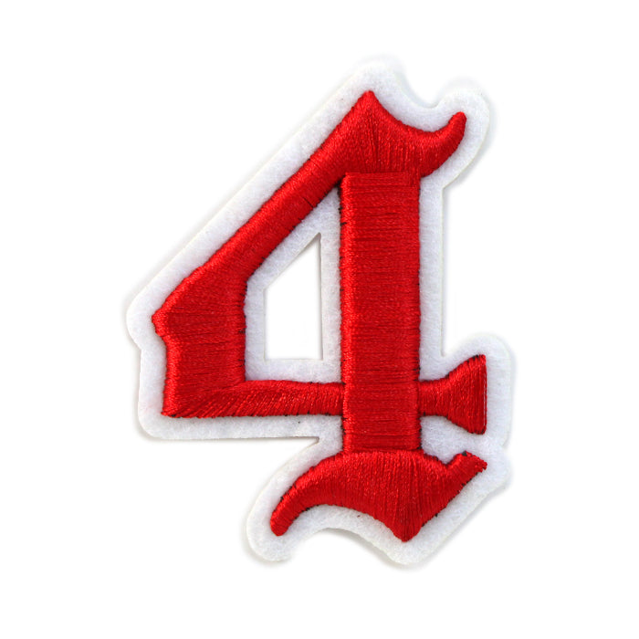 3D Old English Roman Font Number 0 to 9 Size 2, 3 inches Red Embroidery Patch