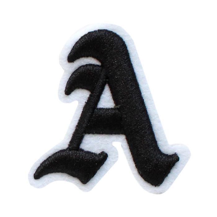 Roman Old English Gothic Letters Patch Black & White Iron-On Applique  -PICK