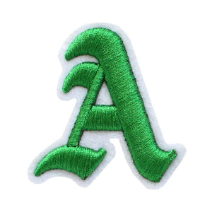 3D Old English Roman Font Alphabets A To Z Size 3 Inches Green Embroidery Patch