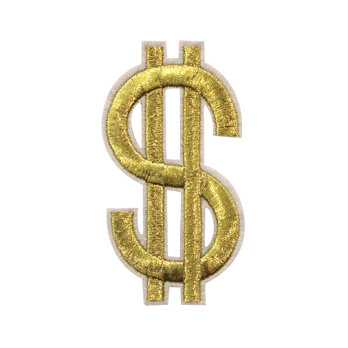 Dollar Sign in Gold and Silver Embroidery Patch