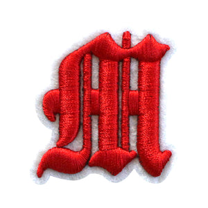 3D Old English Roman Font Alphabets A To Z Size 2 Inches Red Embroidery Patch