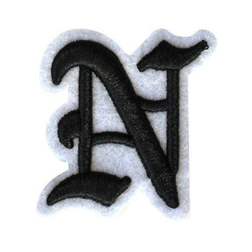 Roman Old English Gothic Letters Patch Black & White Iron-On Applique  -PICK