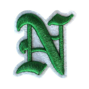 3D Old English Roman Font Alphabets A To Z Size 2 Inches Green Embroidery Patch