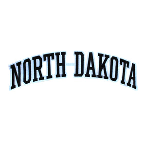 Varsity State Name North Dakota in Multicolor Embroidery Patch