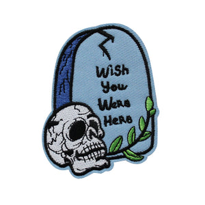 Tombstone Skull Face 'Wish You Were Here' Horror Embroidery Patch
