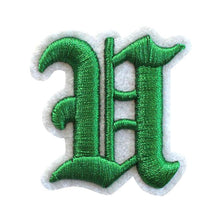 Load image into Gallery viewer, 3D Old English Roman Font Alphabets A To Z Size 3 Inches Green Embroidery Patch
