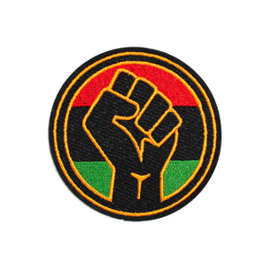 Black Power Fist Up Round Embroidery Patch