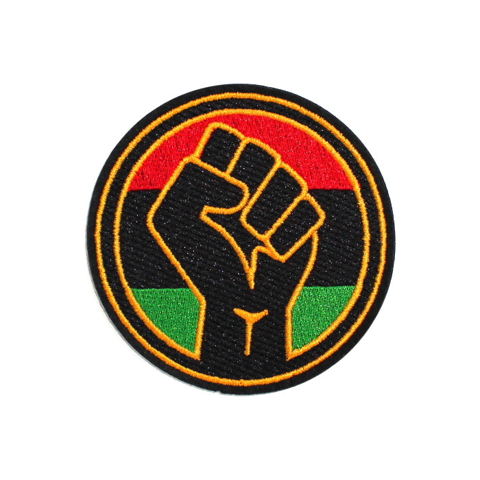 Black Power Fist Up Round Embroidery Patch