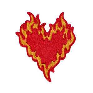 Fire Heart Flame Embroidery Patch