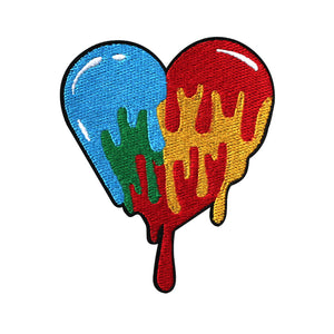 Colorful Drip Heart Embroidery Patch