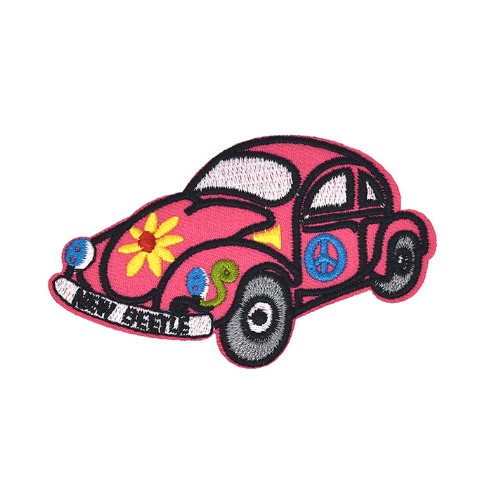 Pink New Beetle Vehicle Embroidery Patch