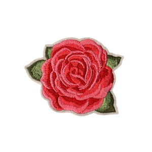 Pink Rose Embroidery Patch