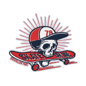 Skull Face Skate Or Die Embroidery Patch