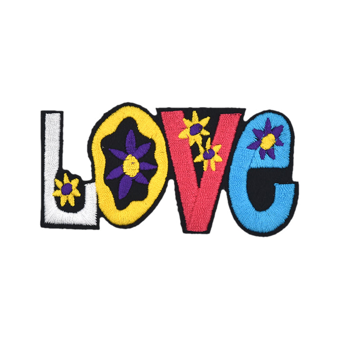 Wording Love With Flower Design Embroidery Patch