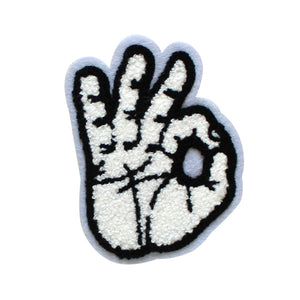 OK Hand Gesture in Multicolor Chenille Patch