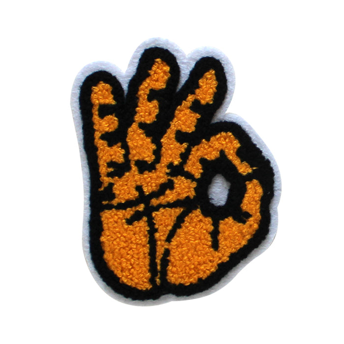 OK Hand Gesture in Multicolor Chenille Patch