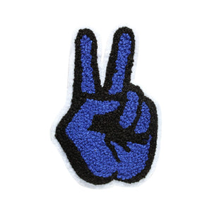 Peace Sign Two Fingers in Multicolor Chenille Patch