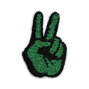 Peace Sign Two Fingers in Multicolor Chenille Patch