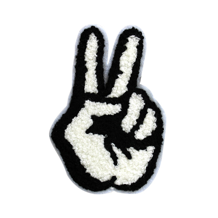 Brown Gold Peace Finger Chenille Iron On Patch – Scratch Decor