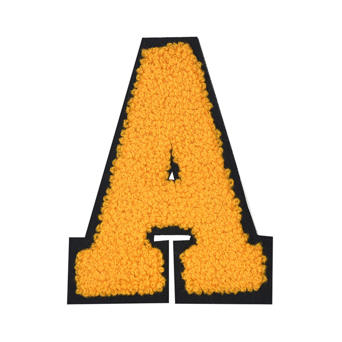 Chenille Stitch Varsity Alphabet Iron-On Patch - 4.5 Inch Letter X, Golden Yellow/Black - View #9