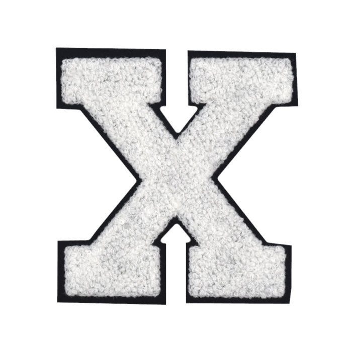 Letter Varsity Alphabets A to Z White Chenille & Black Felt